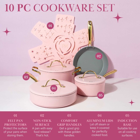 New Paris Hilton ICONIC Pots and Pans 10-Piece Set - Picture 1 of 6